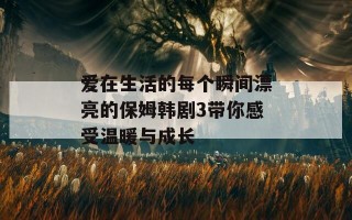 爱在生活的每个瞬间漂亮的保姆韩剧3带你感受温暖与成长