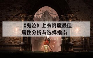 《鬼泣》上衣附魔最佳属性分析与选择指南