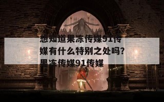 想知道果冻传媒91传媒有什么特别之处吗？果冻传媒91传媒