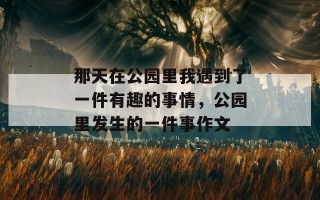 那天在公园里我遇到了一件有趣的事情，公园里发生的一件事作文