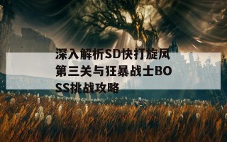 深入解析SD快打旋风第三关与狂暴战士BOSS挑战攻略