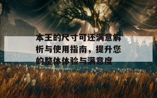 本王的尺寸可还满意解析与使用指南，提升您的整体体验与满意度