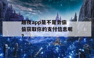 趣夜app是不是会偷偷获取你的支付信息呢？