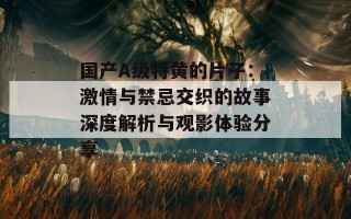 国产A级特黄的片子：激情与禁忌交织的故事深度解析与观影体验分享