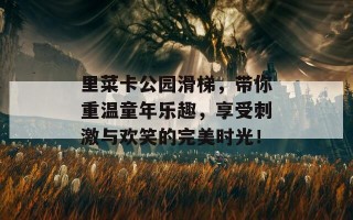 里菜卡公园滑梯，带你重温童年乐趣，享受刺激与欢笑的完美时光！