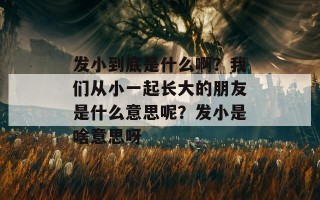 发小到底是什么啊？我们从小一起长大的朋友是什么意思呢？发小是啥意思呀