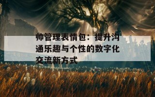 帅管理表情包：提升沟通乐趣与个性的数字化交流新方式