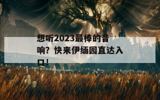 想听2023最棒的音响？快来伊缅园直达入口！