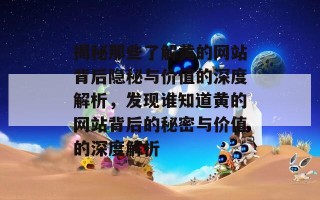 揭秘那些了解黄的网站背后隐秘与价值的深度解析，发现谁知道黄的网站背后的秘密与价值的深度解析