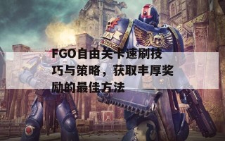 FGO自由关卡速刷技巧与策略，获取丰厚奖励的最佳方法