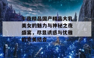 午夜精品国产精品大乳美女的魅力与神秘之夜盛宴，尽显诱惑与优雅的完美结合