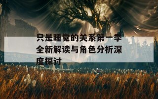 只是睡觉的关系第一季全新解读与角色分析深度探讨