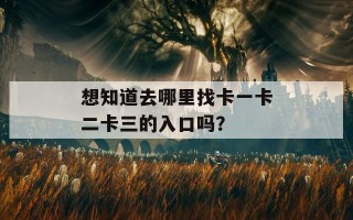 想知道去哪里找卡一卡二卡三的入口吗？