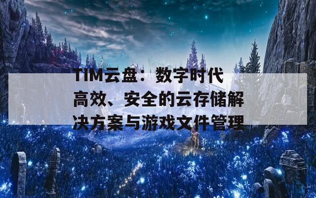 TIM云盘：数字时代高效、安全的云存储解决方案与游戏文件管理-第1张图片-商贸手游网