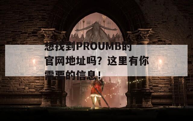 想找到PROUMB的官网地址吗？这里有你需要的信息！-第1张图片-商贸手游网