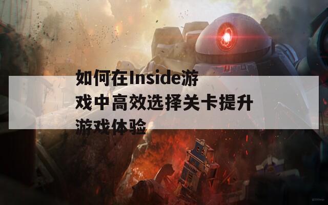 如何在Inside游戏中高效选择关卡提升游戏体验-第1张图片-商贸手游网