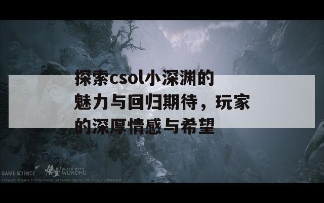 探索csol小深渊的魅力与回归期待，玩家的深厚情感与希望-第1张图片-商贸手游网