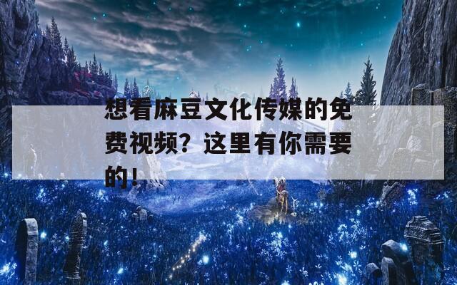 想看麻豆文化传媒的免费视频？这里有你需要的！-第1张图片-商贸手游网